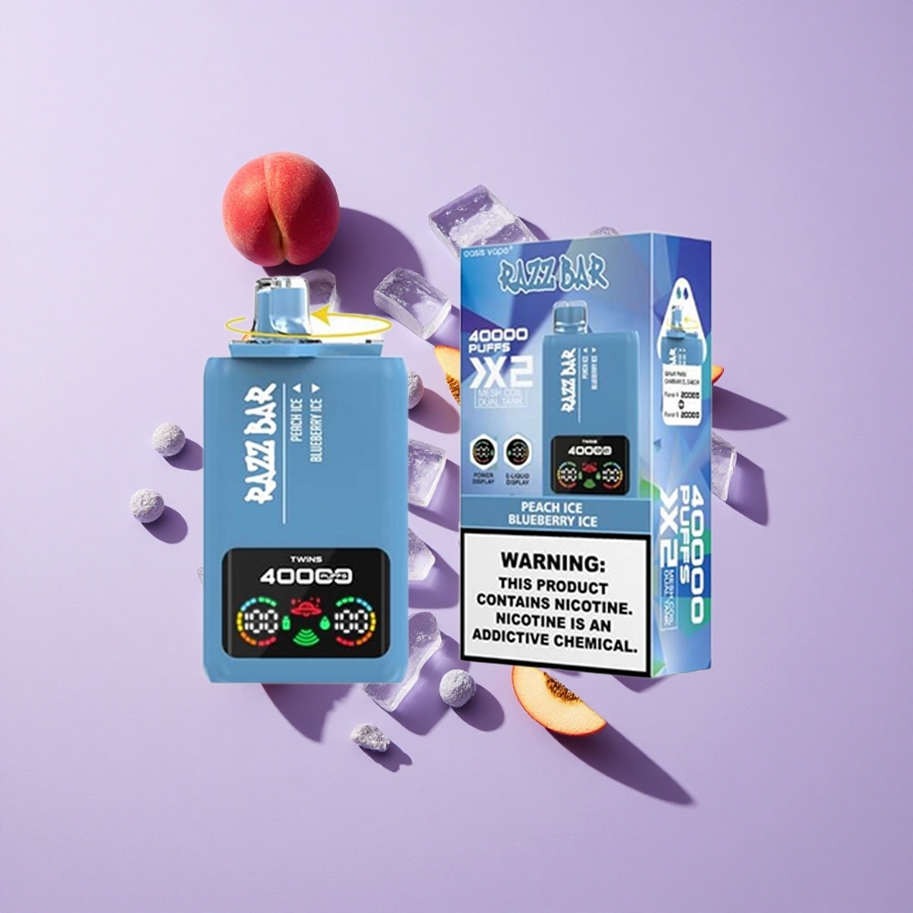 Razz Bar 40000 パフス ピーチアイス＆ブルーベリーアイス 1.0Ohm 2メッシュコイル vape wholesale Japan