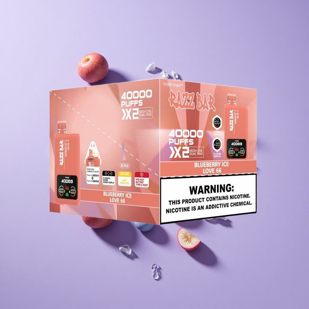 Razz Bar 40000 パフス ブルーベリーアイス Love 66 1.0オーム 2メッシュコイル vape wholesale Japan