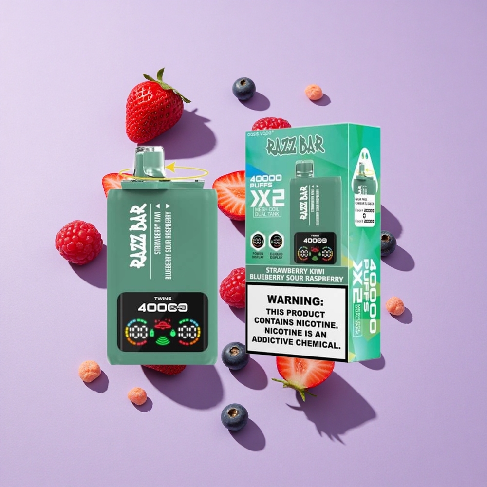 Razz Bar 40000パフス ストロベリーキウイ ブルーベリーサワーラズベリー Power Screen Display vape wholesale Japan