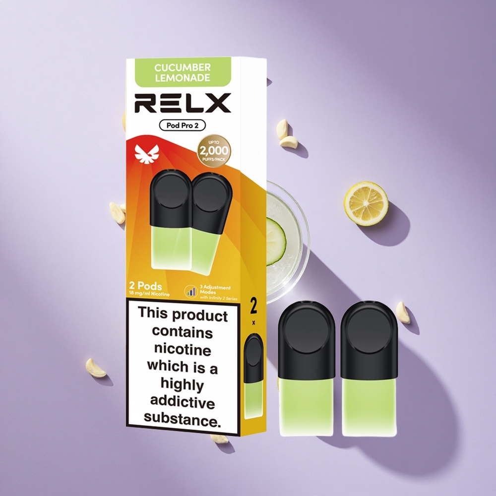 RELX Pod Pro 2 600パフス ビバレッジ-キュウリレモネード 1.8%ニコチン vape wholesale Japan
